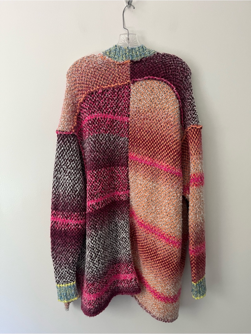 Free People Daydreamer Cardigan Sweater Oversized Rainbow Knit Hippie Boho Small - Picture 8 of 14